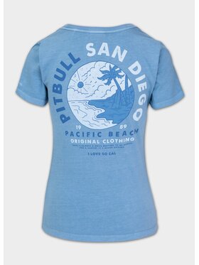 PITBULL PITBULL T-Shirt Koszulka damska Denim Washed PLANET SURF M Błękitny Regular Fit