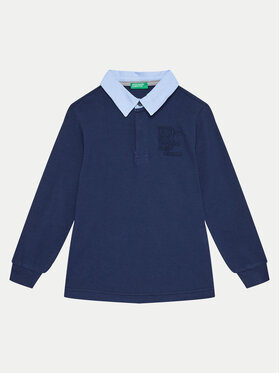 United Colors Of Benetton United Colors Of Benetton Тениска с яка и копчета 3088C301K Тъмносин Regular Fit