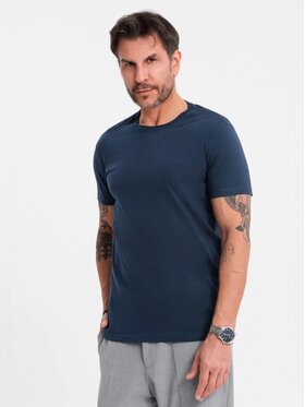 Ombre Ombre T-Shirt OM-TSBS-0236 Tmavomodrá Regular Fit