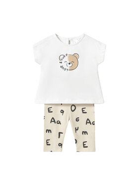 Mayoral Mayoral Komplet t-shirt i legginsy 1762 Beżowy Regular Fit