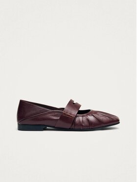 ALOHAS ALOHAS Baleriny Bargo Burgundy Leather Ballet Flats Bordowy