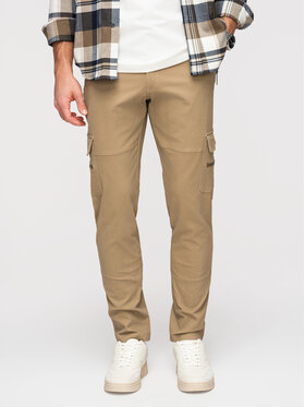 Ombre Ombre Spodnie cargo P1517 Khaki Straight Fit