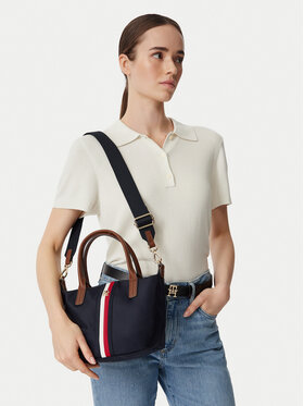 Tommy Hilfiger Tommy Hilfiger Kabelka Popette Mini Tote Corp AW0AW19025 Tmavomodrá