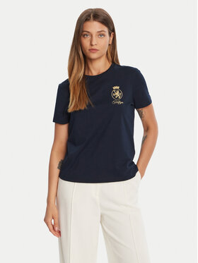 Tommy Hilfiger Tommy Hilfiger T-shirt Gold Crest WW0WW46153 Tamnoplava Regular Fit