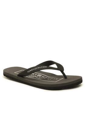 Tommy Hilfiger Tommy Hilfiger Šlepetės per pirštą Rubber Hilfiger Beach Sandal FM0FM04468 Juoda