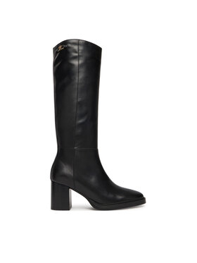 Tommy Hilfiger Tommy Hilfiger Μπότες Stacked Heel Leather Long Boot FW0FW08865 Μαύρο