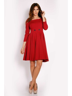 Awama Awama Sukienka koktajlowa L003 Bordowy Basic Fit