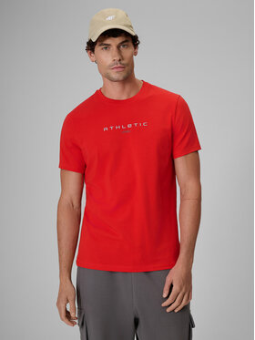 4F 4F T-Shirt NIGHT RUN Czerwony Slim Fit