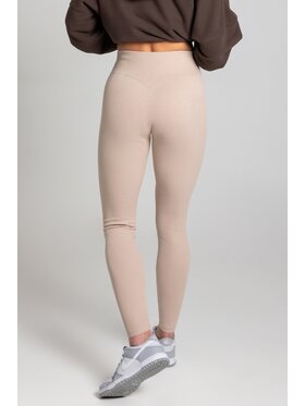 Chiara Wear Chiara Wear Legginsy push-up prążek Beżowy Extra Slim Fit