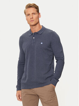 United Colors Of Benetton United Colors Of Benetton Тениска с яка и копчета 3088U3025 Тъмносин Regular Fit