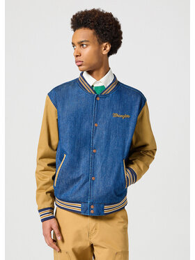Wrangler Wrangler Kurtka jeansowa VARSITY JACKET Niebieski Regular Fit