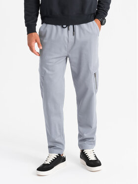 Ombre Ombre Joggers kalhoty OM-PAJO-0199 Šedá Regular Fit