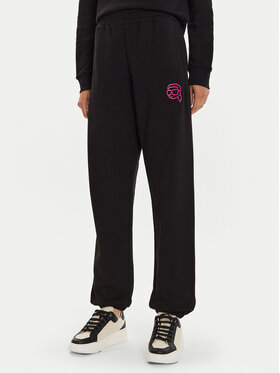 KARL LAGERFELD KARL LAGERFELD Teplákové kalhoty 246W1012 Černá Regular Fit