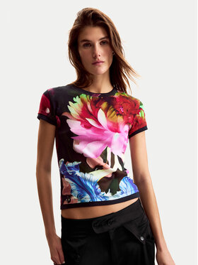 Desigual Desigual T-Shirt Multiflowers Lacroix 26SWTK49 Černá Regular Fit