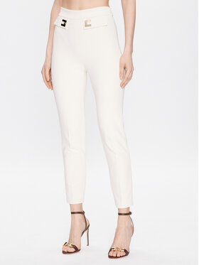 Elisabetta Franchi Elisabetta Franchi Kalhoty z materiálu PA-045-31E2-V260 Écru Slim Fit