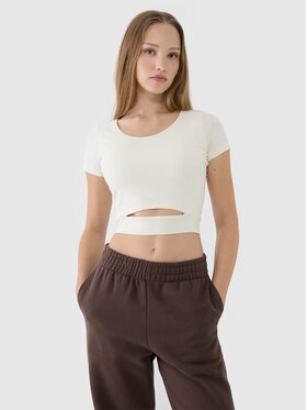 4F 4F T-shirt 4FRSS25TTSHF2695-11S Bianco Cropped Fit