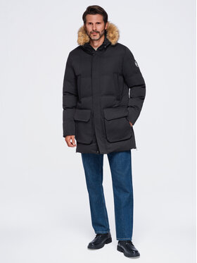 Ombre Ombre Parka OM-JALJ-0310 Czarny Loose Fit