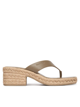 Calvin Klein Calvin Klein Čības uz pirksta Block Heel Espa 50 Thong Lth HW0HW02902 Brūns