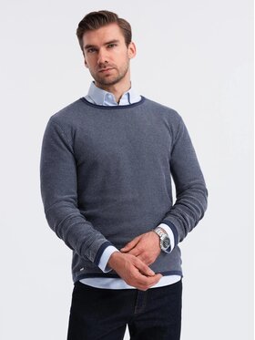 Ombre Ombre Sweter OM-SWSW-0118 Granatowy Regular Fit