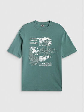 4F 4F T-Shirt CAMP Turkusowy Loose Fit