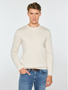 BIG STAR BIG STAR Sweter FINOS Kremowy Basic Fit