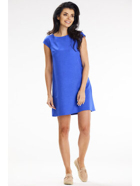Awama Awama Sukienka letnia A647 Niebieski Basic Fit