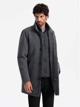 Ombre Ombre Kabát OM-COWC-0116 Šedá Regular Fit