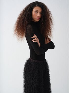 La Mania La Mania Bluzka SHEER Czarny Basic Fit