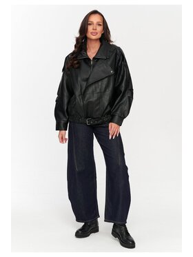 Makadamia Makadamia Kurtka skórzana C77 Czarny Loose Fit
