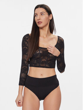 Triumph Triumph Majica Smart Deco Crop Top 10215947 Crna Slim Fit