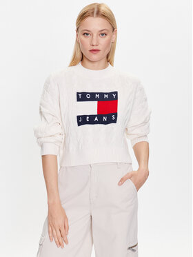 Tommy Jeans Tommy Jeans Пуловер DW0DW14261 Бял Regular Fit