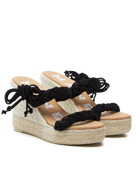 Manebi Espadrile Hamptons Two Braided Bands Wedge Espadrilles K 1.0 WE Crna