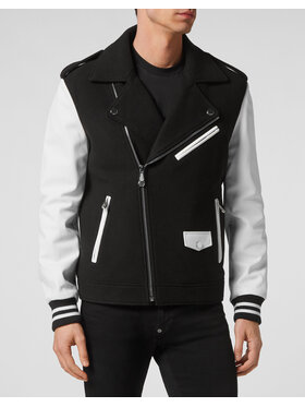 PHILIPP PLEIN PHILIPP PLEIN Kurtka skórzana 1929 Czarny Slim Fit