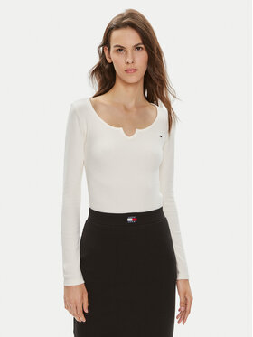 Tommy Jeans Tommy Jeans Halenka DW0DW18425 Écru Slim Fit