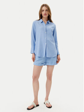 Selmark Selmark Set cămașă și șorturi din material textil BC176 Albastru Relaxed Fit