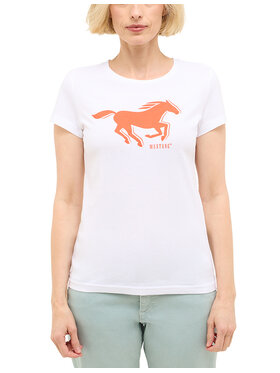 Mustang Mustang T-Shirt Style Loa Biały Regular Fit