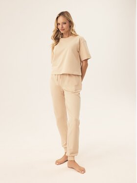 Esotiq Esotiq T-Shirt 42568 Beżowy Regular Fit