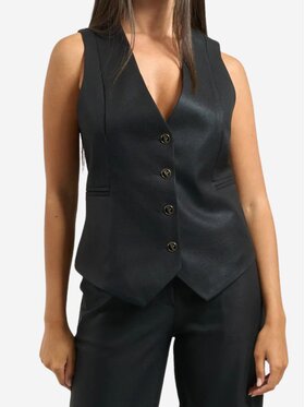 Yes Zee Yes Zee Kamizelka Gilet donna Czarny Regular Fit