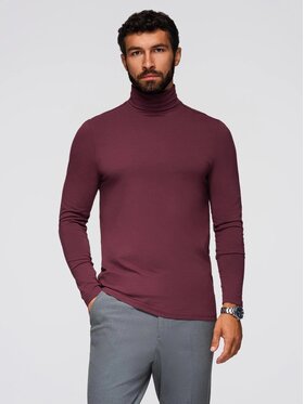 Ombre Ombre Longsleeve OM-LSCL-0130 Bordowy Slim Fit