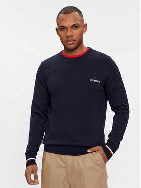 Tommy Hilfiger Tommy Hilfiger Светр Global Stripe Crew Nk MW0MW33502 Cиній Regular Fit