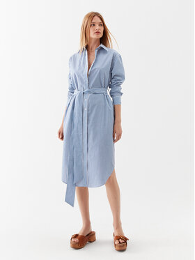 Simple Simple Srajčna obleka SUD011 Modra Regular Fit
