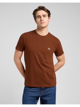 Lee Lee T-Shirt SS PATCH LOGO TEE Brązowy Regular Fit