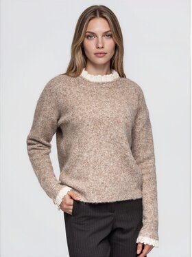 Ombre Ombre Svetr OW-SW-E0043 Béžová Regular Fit