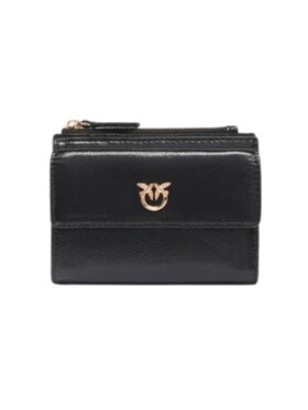 PINKO PINKO Portfel COMPACT WALLET SHINY CALF OLD Czarny