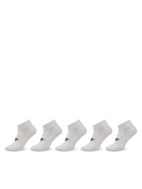 4F 4F Set di 5 paia di calzini corti da donna 4FWAW23USOCF216 Bianco