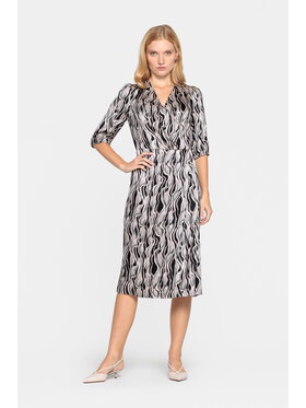 EMOI EMOI Sukienka codzienna wiskozowa z kopertowym dekoltem Czarny Feminine Fit