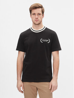 Tommy Hilfiger Tommy Hilfiger Marškinėliai Laurel Tipped Tee MW0MW33681 Juoda Regular Fit