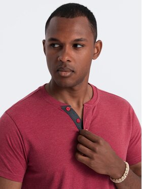 Ombre Ombre T-Shirt OM-TSCT-0155 Czerwony Regular Fit