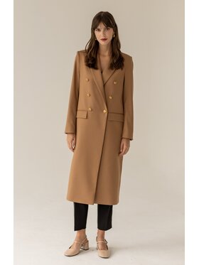 Entelier Entelier Trencz trencz dwurzędowy Beżowy Comfortable Fit