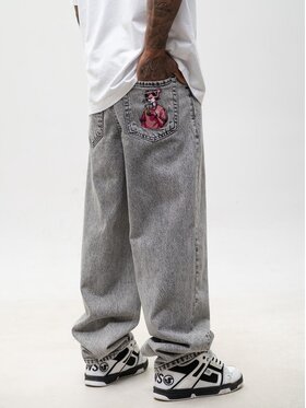 Jigga Wear Jigga Wear Jeansy Pantera różowa szerokie luźne za duże 130775 Szary Baggy Fit